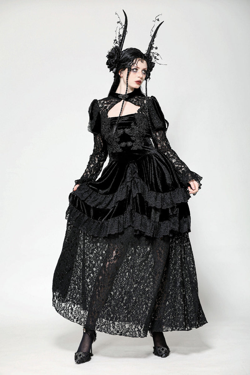 Romantic Gothic Velvet and Lace Princess Dress DW1055 – Gothlolibeauty