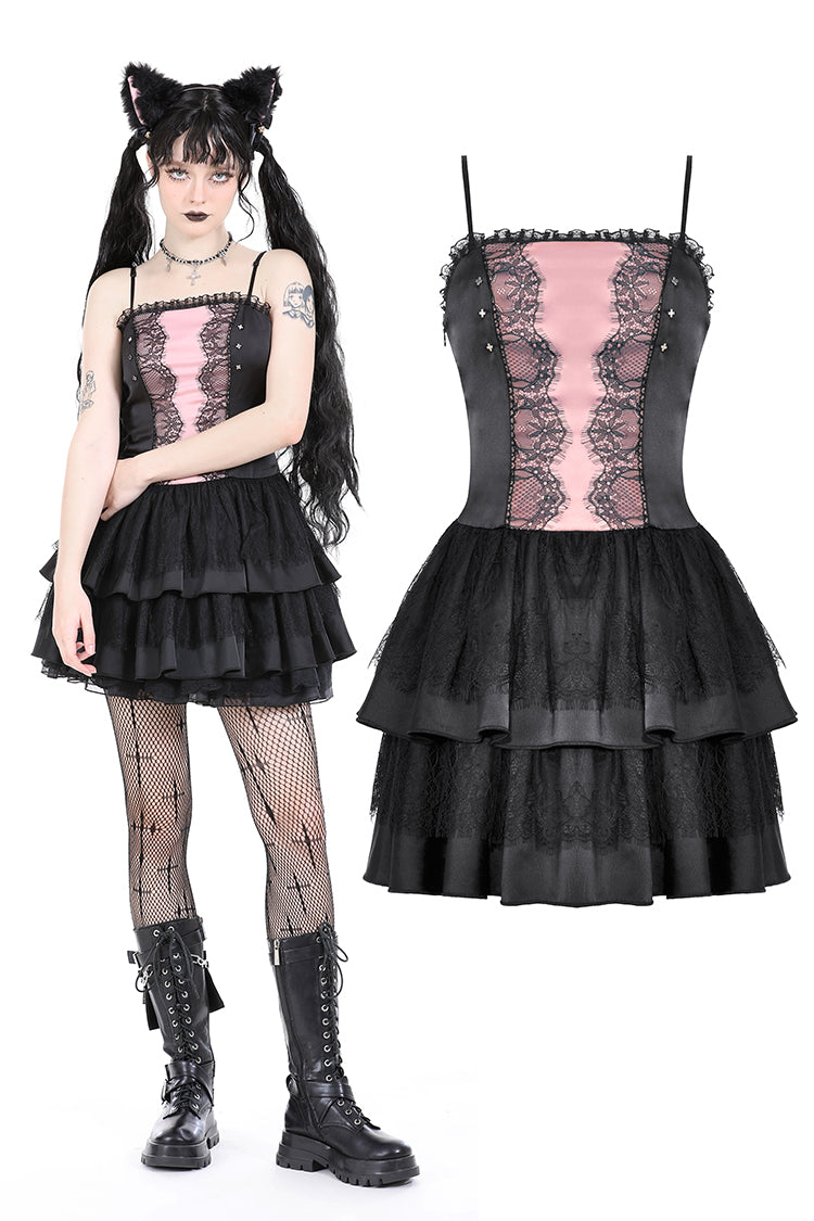 Black pink doll frilly dress DW936 – Gothlolibeauty
