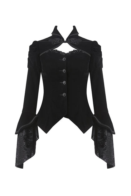 women gothic velvet punk jacket rave coat 