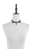 Fallen Prayer｜Gothic Red Gem Cross Lace Choker ACK153