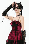 Fallen Prayer｜Gothic Red Gem Cross Lace Choker ACK153