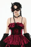 Fallen Prayer｜Gothic Red Gem Cross Lace Choker ACK153