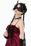 Fallen Prayer｜Gothic Red Gem Cross Lace Choker ACK153
