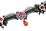 Fallen Prayer｜Gothic Red Gem Cross Lace Choker ACK153