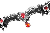 Fallen Prayer｜Gothic Red Gem Cross Lace Choker ACK153