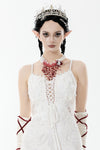 Gothic Blood Red Pearl Floral Necklace ACK159