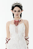 Gothic Blood Red Pearl Floral Necklace ACK159