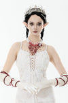 Gothic Blood Red Pearl Floral Necklace ACK159