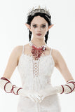 Gothic Blood Red Pearl Floral Necklace ACK159