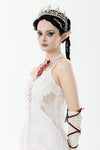 Gothic Blood Red Pearl Floral Necklace ACK159