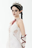 Gothic Blood Red Pearl Floral Necklace ACK159