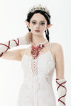 Gothic Blood Red Pearl Floral Necklace ACK159