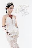 Elegant White Gothic Rose Lace Fan｜Non-foldable AFN004