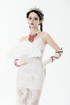 Elegant White Gothic Rose Lace Fan｜Non-foldable AFN004