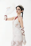 Elegant White Gothic Rose Lace Fan｜Non-foldable AFN004