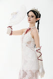 Elegant White Gothic Rose Lace Fan｜Non-foldable AFN004