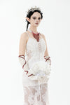 Elegant White Gothic Rose Lace Fan｜Non-foldable AFN004