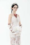 Elegant White Gothic Rose Lace Fan｜Non-foldable AFN004