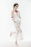 Elegant White Gothic Rose Lace Fan｜Non-foldable AFN004