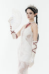 Elegant White Gothic Rose Lace Fan｜Non-foldable AFN004