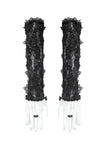 Black Gothic Lace Long Gloves with Ribbon Ties AGL029