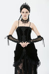 Black Gothic Lace Long Gloves with Ribbon Ties AGL029