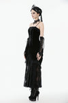 Black Gothic Lace Long Gloves with Ribbon Ties AGL029