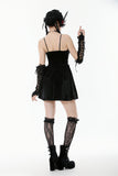 Black Gothic Lace Long Gloves with Ribbon Ties AGL029