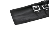 Goth Punk Matte Black Multi-Buckle Eyelet Strap Elasticated Gloves AGL032