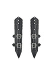 Punk Vintage Matte Leather Buckled Riveted Gauntlets AGL034BK