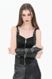 Punk Vintage Matte Leather Buckled Riveted Gauntlets AGL034BK