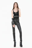 Punk Vintage Matte Leather Buckled Riveted Gauntlets AGL034BK