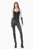 Punk Vintage Matte Leather Buckled Riveted Gauntlets AGL034BK