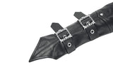 Punk Vintage Matte Leather Buckled Riveted Gauntlets AGL034BK