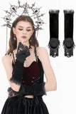 Gothic Romantic Vintage Velvet Arm Warmers with 3D Embroidered Roses AGL035