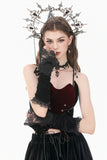 Gothic Romantic Vintage Velvet Arm Warmers with 3D Embroidered Roses AGL035
