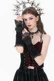 Gothic Romantic Vintage Velvet Arm Warmers with 3D Embroidered Roses AGL035