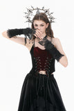 Gothic Romantic Vintage Velvet Arm Warmers with 3D Embroidered Roses AGL035