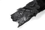 Gothic Romantic Vintage Velvet Arm Warmers with 3D Embroidered Roses AGL035
