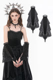 Gothic Vintage 3D Black Rose Lace and Velvet Patchwork Ring-Loop Arm Sleeves AGL036