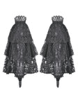 Gothic Vintage 3D Black Rose Lace and Velvet Patchwork Ring-Loop Arm Sleeves AGL036