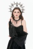 Gothic Vintage 3D Black Rose Lace and Velvet Patchwork Ring-Loop Arm Sleeves AGL036