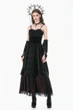 Gothic Vintage 3D Black Rose Lace and Velvet Patchwork Ring-Loop Arm Sleeves AGL036