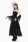 Gothic Vintage 3D Black Rose Lace and Velvet Patchwork Ring-Loop Arm Sleeves AGL036
