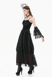 Gothic Vintage 3D Black Rose Lace and Velvet Patchwork Ring-Loop Arm Sleeves AGL036