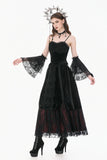 Gothic Vintage 3D Black Rose Lace and Velvet Patchwork Ring-Loop Arm Sleeves AGL036