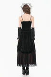 Gothic Vintage 3D Black Rose Lace and Velvet Patchwork Ring-Loop Arm Sleeves AGL036