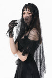 Gothic Dark-Wear Veil with Exotic Beaded Fringe AHW028