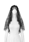 Gothic Dark-Wear Veil with Exotic Beaded Fringe AHW028