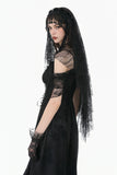 Gothic Dark-Wear Veil with Exotic Beaded Fringe AHW028